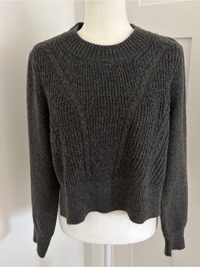 Lane Bryant NWT Cable Knit Sweater Women’s 14/16 Charcoal Gray Cropped $109*33